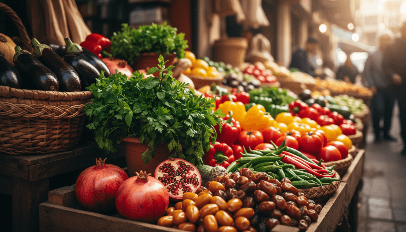 Fresh Middle Eastern produce at Mazafoods market