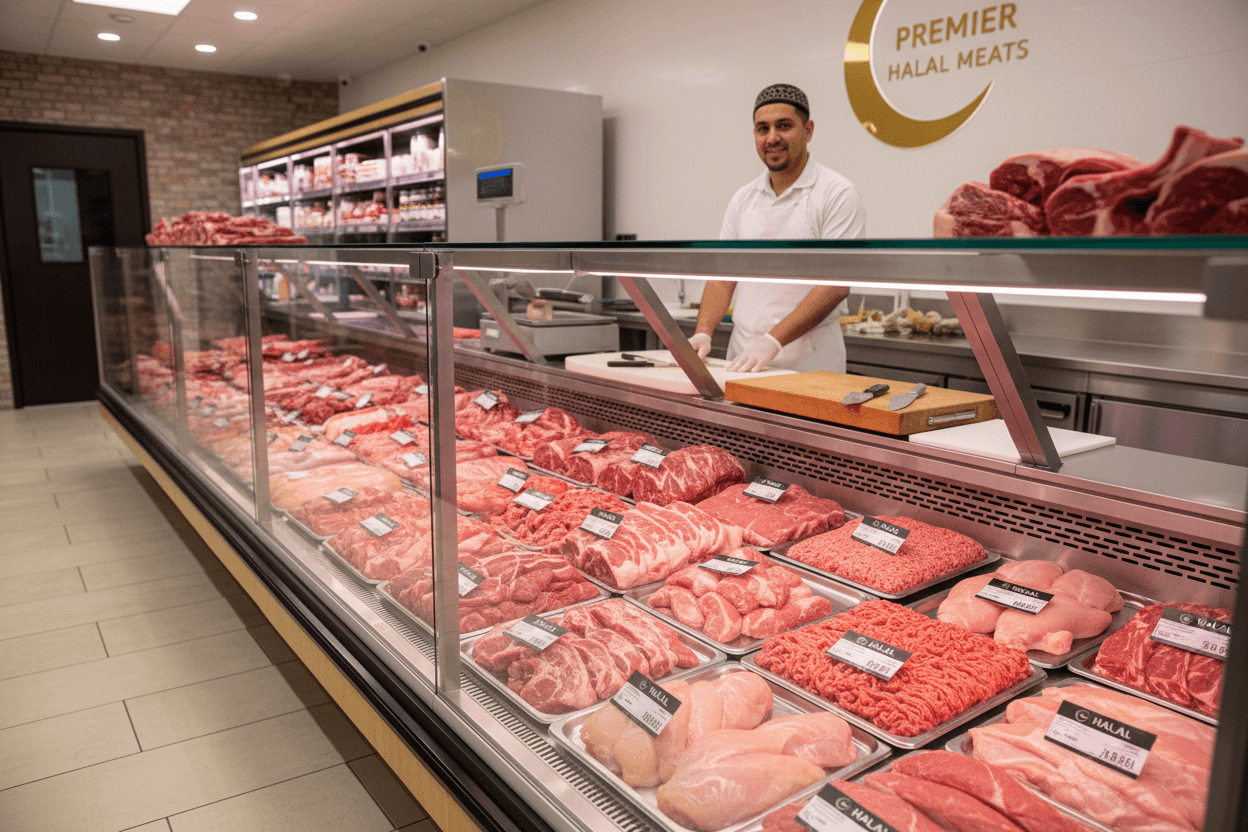 Halal meat counter